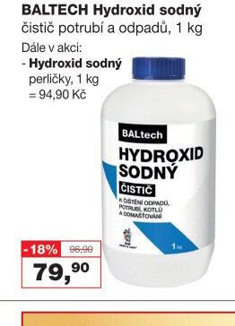 BALTECH Hydroxid sodný čistič potrubí a odpadů, 1 kg