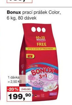 Bonux prací prášek Color, 6 kg, 80 dávek