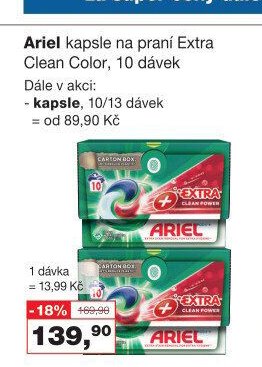 Ariel kapsle na praní Extra Clean Color, 10 dávek