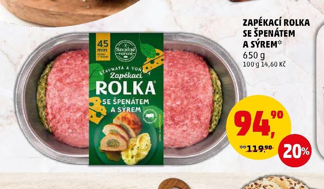 Zapékací rolka se špenátem a sýrem