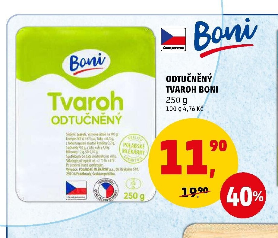 ODTUČNĚNÝ TVAROH BONI
