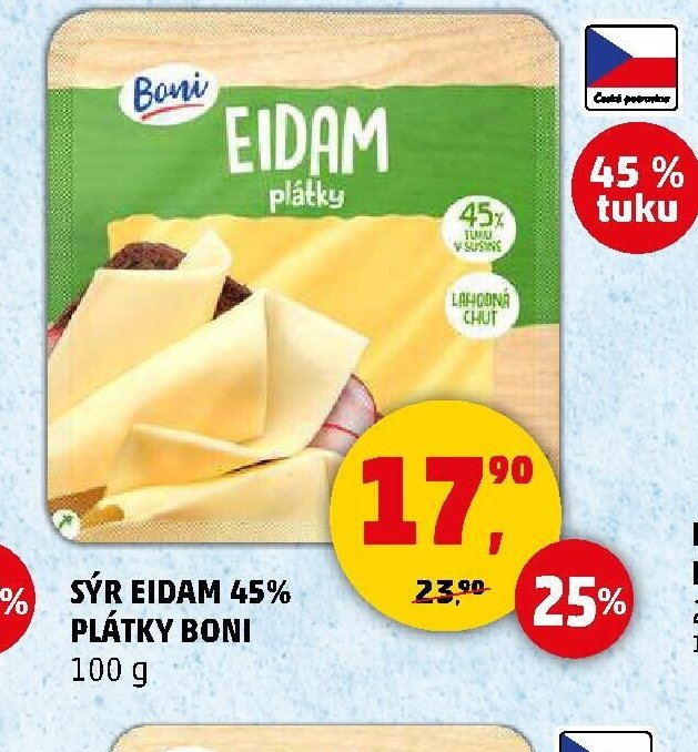 SÝR EIDAM 45% PLÁTKY BONI
