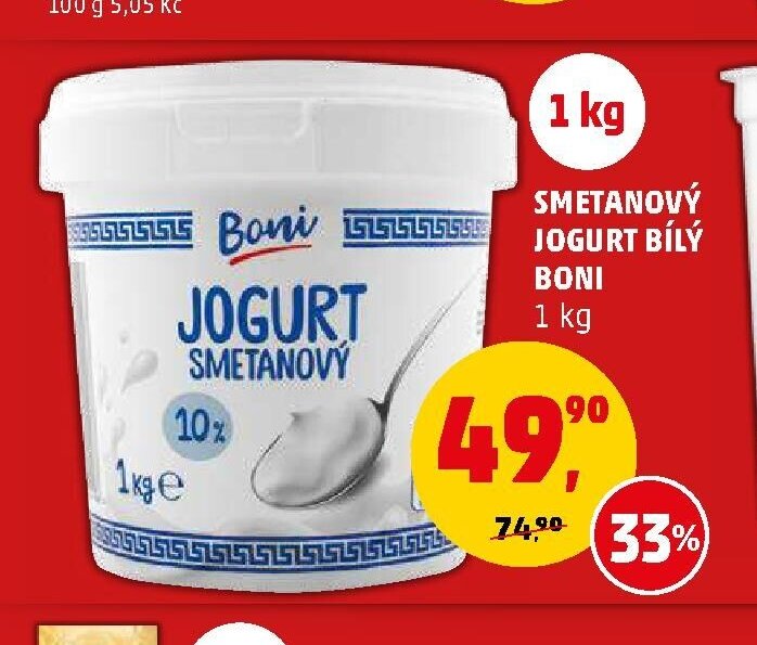 Smetanový jogurt bílý Boni 1 kg