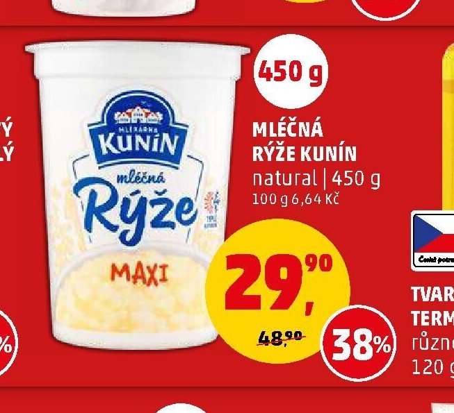 Mléčná rýže Kunín 450 g
