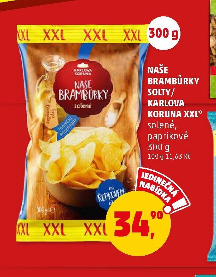 Naše brambůrky Solty/Karlova Koruna XXL