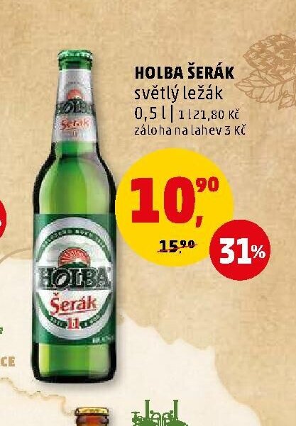 HOLBA ŠERÁK světlý ležák 0,5 l