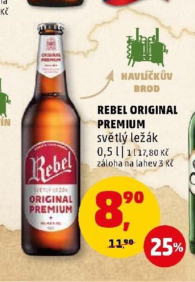 REBEL ORIGINAL PREMIUM světlý ležák 0,5 l