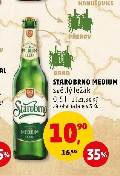 STAROBRNO MEDIUM světlý ležák 0,5 l