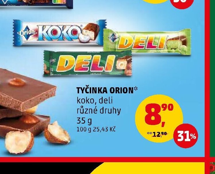 Tyčinka Orion Koko, Deli