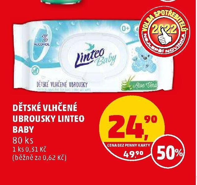 DĚTSKÉ VLHČENÉ UBROUSKY LINTEO BABY