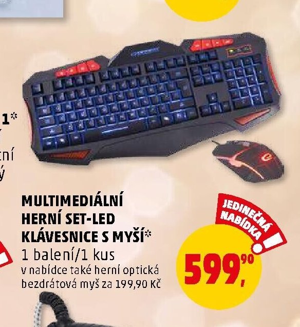 Multimediální herní set-LED klávesnice s myší