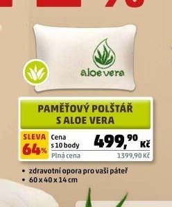 Paměťový polštář S Aloe Vera