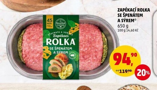 Zapékací rolka se špenátem a sýrem