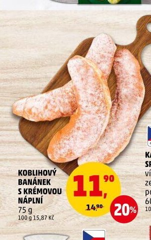 Koblihový banánek s krémovou náplní