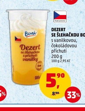 DEZERT SE ŠLEHAČKOU BONI s vanilkovou, čokoládovou příchutí