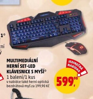 MULTIMEDIÁLNÍ HERNÍ SET-LED KLÁVESNICE S MYŠÍ