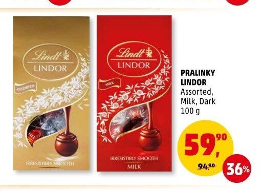 Pralinky Lindor Assorted, Milk, Dark