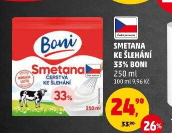 SMETANA KE ŠLEHÁNÍ 33% BONI 250 ml