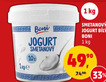 Bílý jogurt smetanový Boni