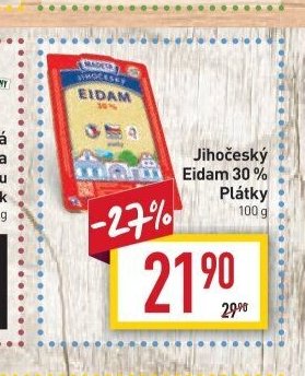 Jihočeský Eidam 30% Plátky