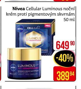 Nivea Cellular Luminous noční krém proti pigmentovým skvrnám 50 ml