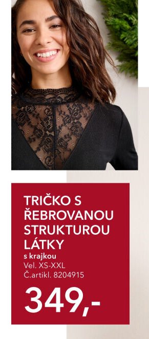 Tričko s žebrovanou strukturou látky