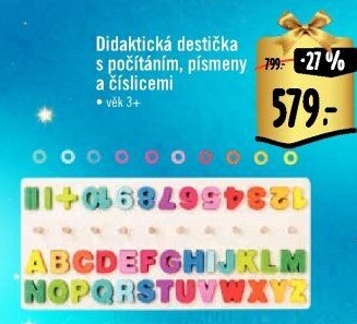 Didaktická destička s počítáním, písmeny a číslicemi