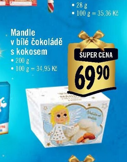 Mandle v bílé čokoládě s kokosem