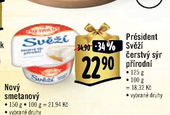 Président Svěží čerstvý sýr přírodní