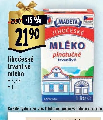 Jihočeské trvanlivé mléko plnotučné