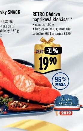 Dědova klobása papriková Albert Retro