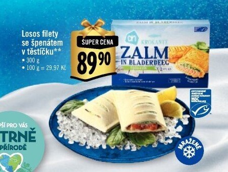 Losos se špenátem v těstíčku mražený Albert Heijn