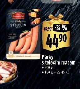 Párky s telecím masem Albertovo uzenářství