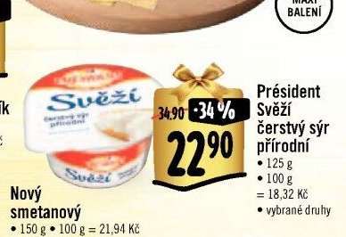 Président Svěží čerstvý sýr přírodní