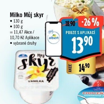 Dezert zakysaný ochucený Můj Skyr 0% Milko