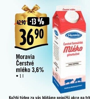 Mléko farmářské Moravia - 3,6% plnotučné
