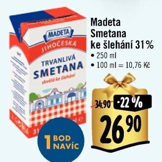 Smetana ke šlehání trvanlivá Jihočeská Madeta 31%