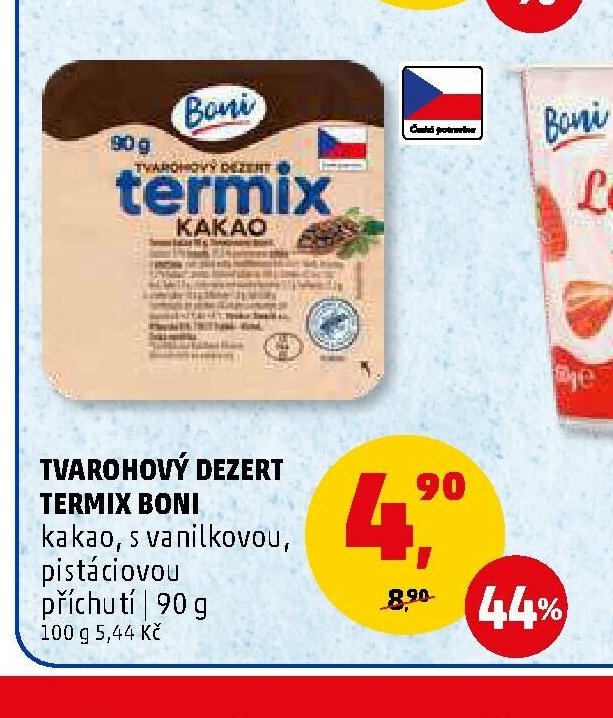 TVAROHOVÝ DEZERT TERMIX BONI kakao, vanilka, pistácie 90 g