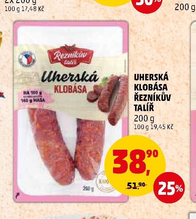 Uherská klobása Řezníkův talíř