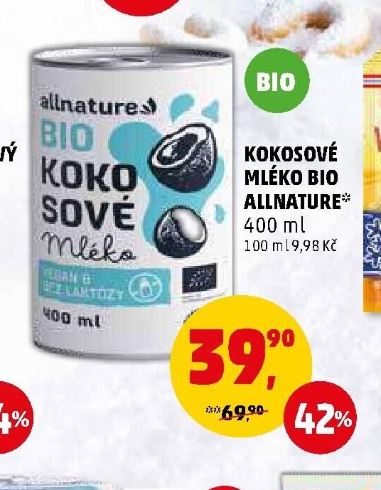 Kokosové mléko Bio Allnature