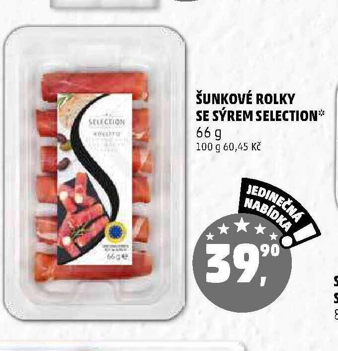 ŠUNKOVÉ ROLKY SE SÝREM SELECTION