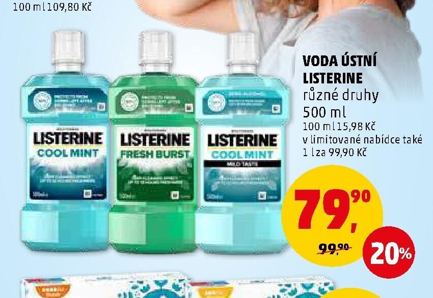 VODA ÚSTNÍ LISTERINE různé druhy