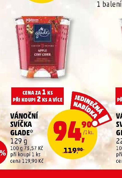 VÁNOČNÍ SVÍČKA GLADE 129 g