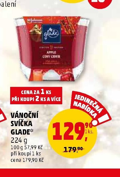 VÁNOČNÍ SVÍČKA GLADE 224 g