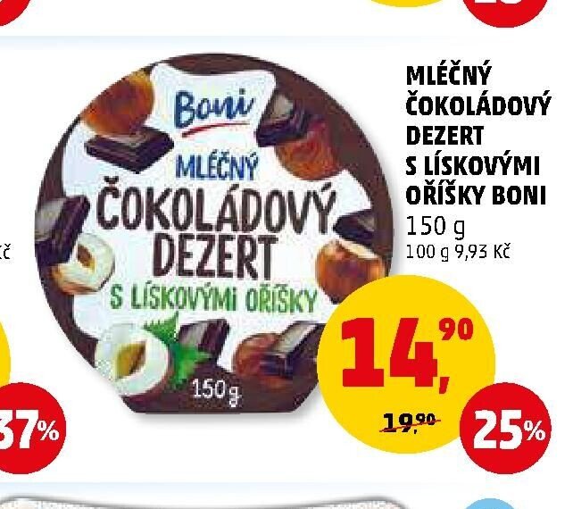 Mléčný čokoládový dezert s lískovými oříšky Boni