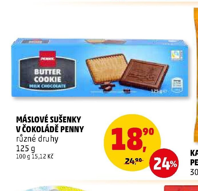 Máslové sušenky v čokoládě Penny