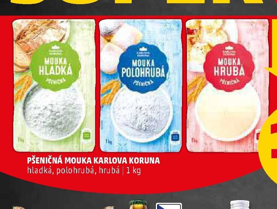 Pšeničná mouka Karlova Koruna hladká, polohrubá, hrubá