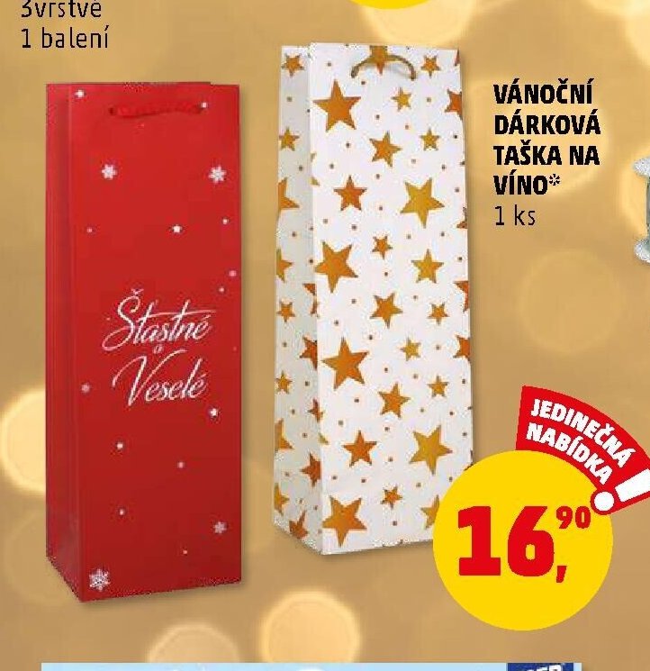 VÁNOČNÍ DÁRKOVÁ TAŠKA NA VÍNO