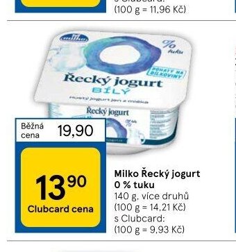 Milko Řecký jogurt 0% tuku 140 g, více druhů
