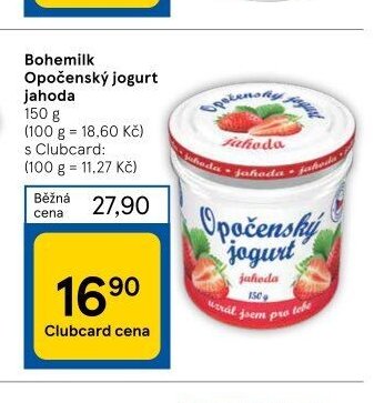 Bohemilk Opočenský jogurt jahoda 150 g